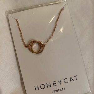 honeycat interlaced rings rose gold plated